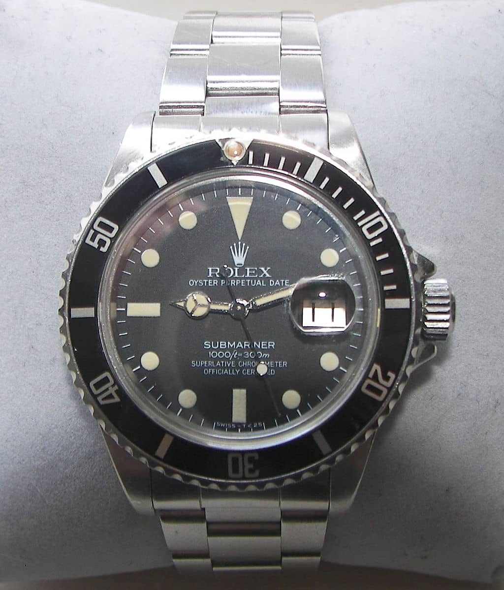 Close-up detail of Rolex Submariner Professional watch