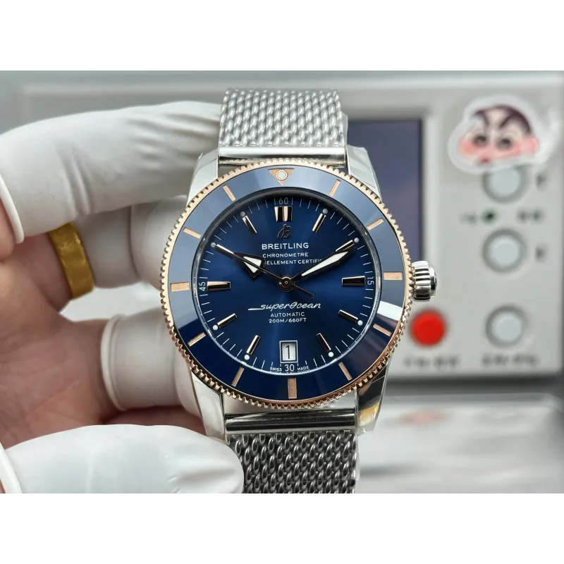 Breitling ocean Heritage UB2010161C1A1 Replica - Blue Dial Milanese Mesh