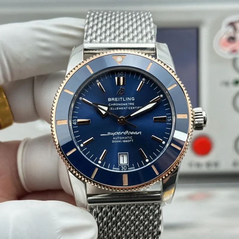 Breitling ocean Heritage UB2010161C1A1 Replica - Blue Dial Milanese Mesh