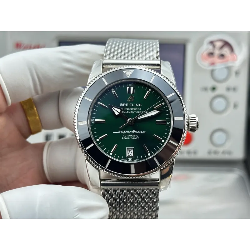 Breitling ocean Heritage AB2010121L1A1 Replica - Green Dial Milanese Mesh