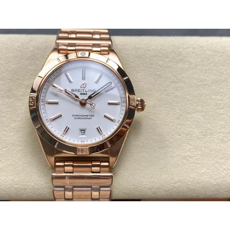 Breitling Chronomat Women's R10380101A1R1 Replica - White Dial Fluted Bezel