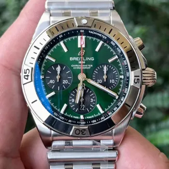 Breitling Chronomat AB0134101L2A1 Replica - Green Dial Fluted Bezel