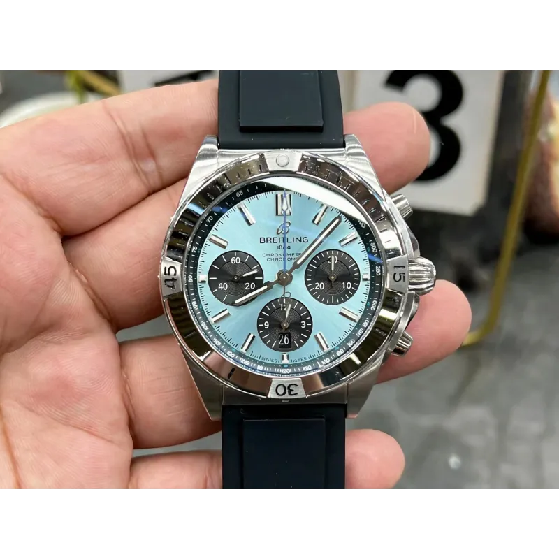 Breitling Chronomat PB0134101C1S1 Replica - Ice Blue Dial Fluted Bezel