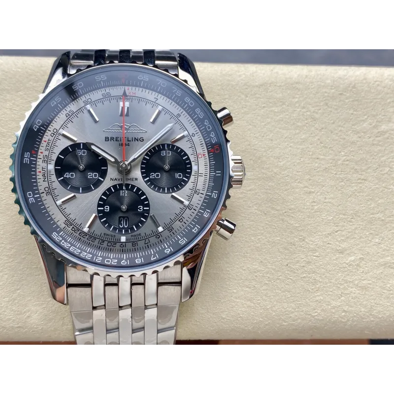 Breitling Navitimer AB0138241G1A1 Replica - Silver Dial Fluted Bezel