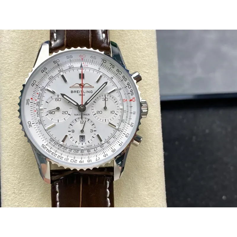 Breitling Navitimer AB0139211G1P1 Replica - Silver Dial Fluted Bezel