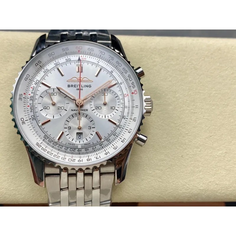 Breitling Navitimer AB0139211G1A1 Replica - Silver Dial Fluted Bezel