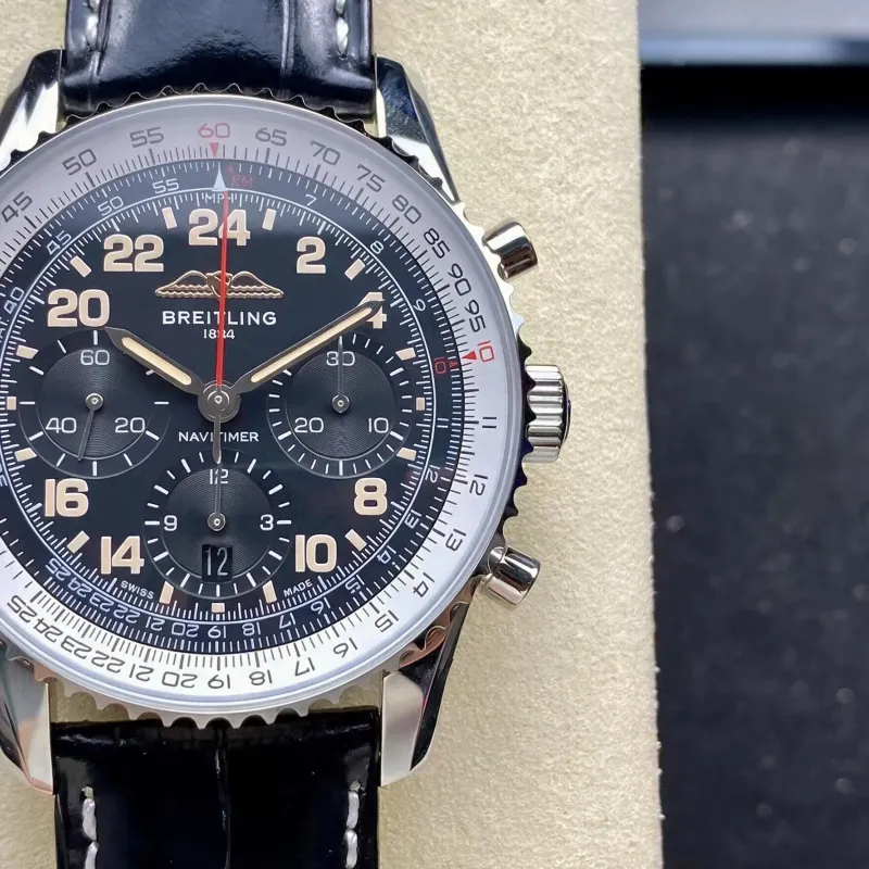 Breitling Navitimer PB02301A1B1P1 Replica - Black Dial Fluted Bezel