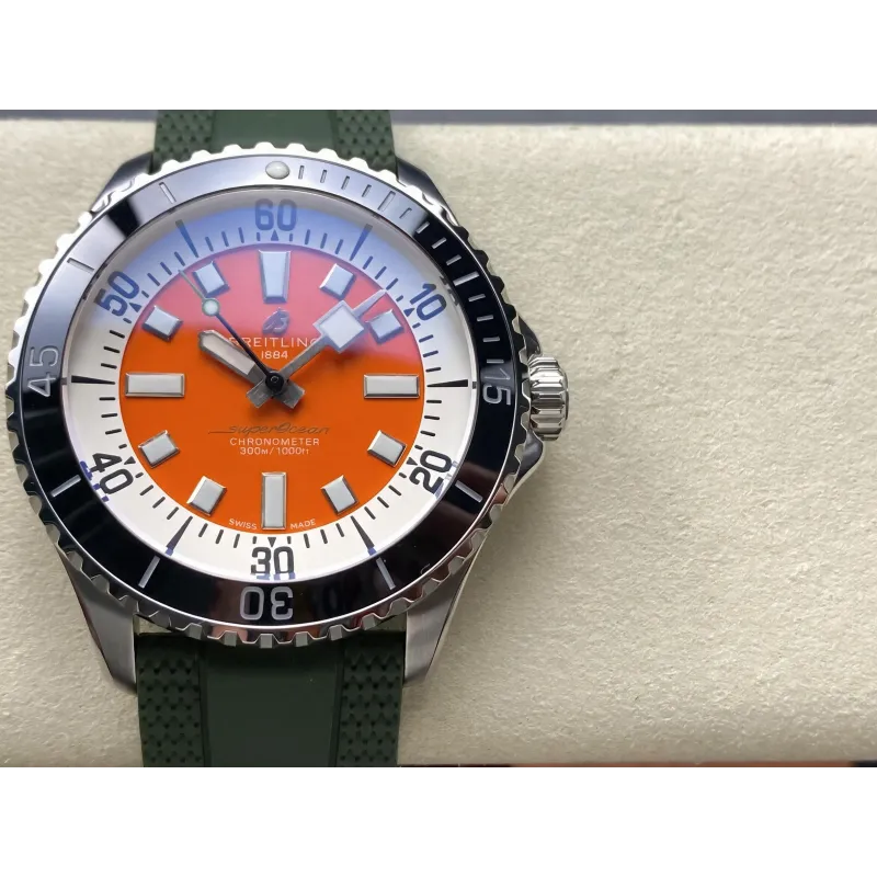 Breitling ocean 42 A173751A1O1S1 Replica - Orange Dial Rubber Strap