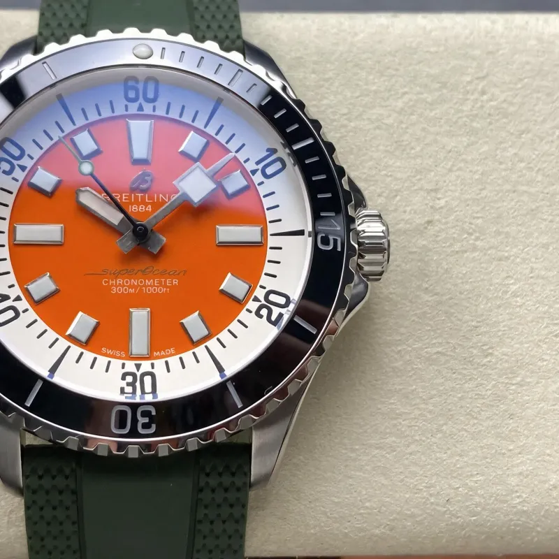 Breitling ocean 42 A173751A1O1S1 Replica - Orange Dial Rubber Strap