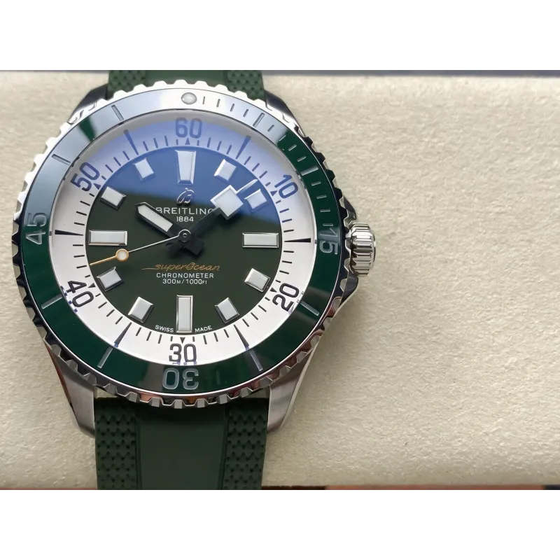 Breitling ocean 42 A17375A31L1S1 Replica - Green Dial Rubber Strap