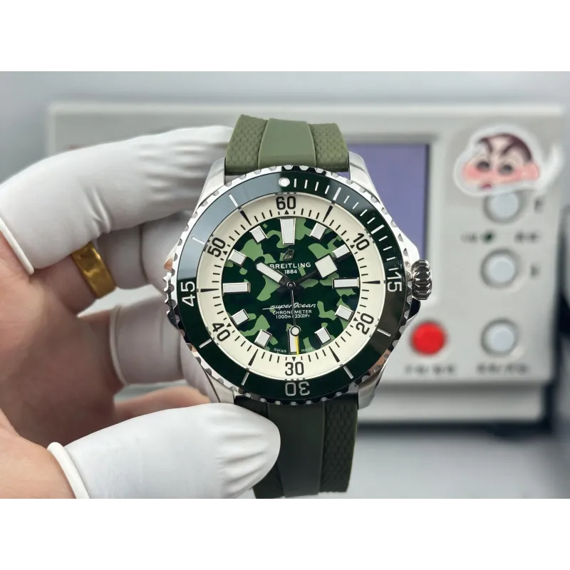 Breitling ocean Automatic 46 E10379D31L1S1 Replica - Green Dial Rubber Strap
