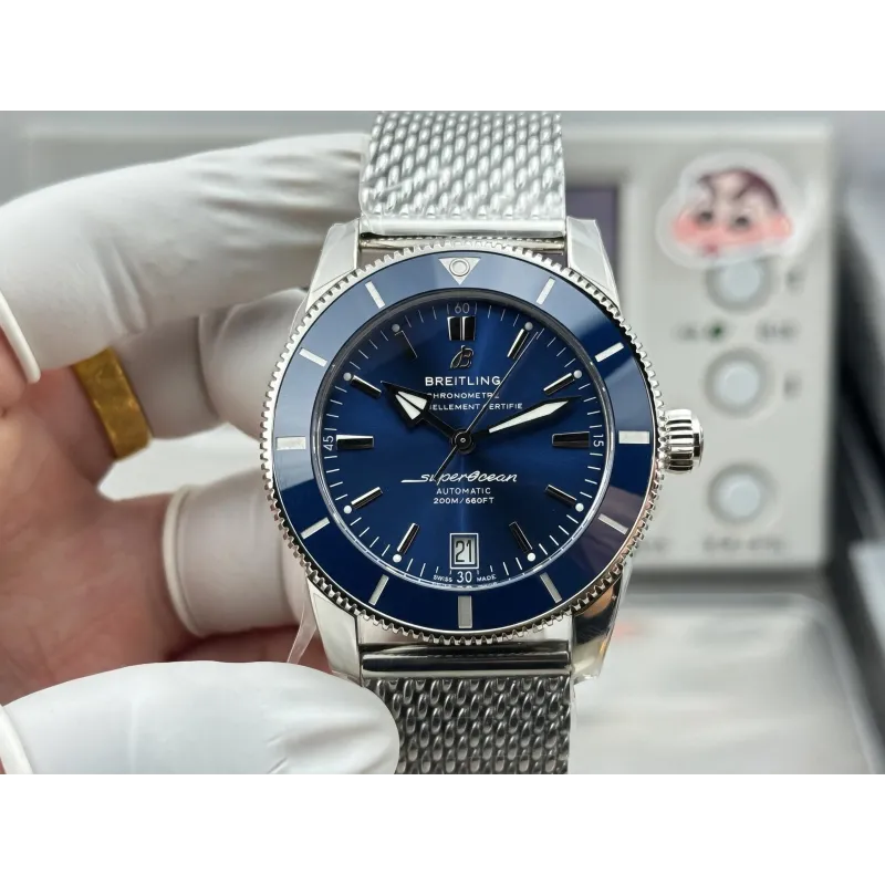 Breitling ocean Heritage Style AB2010161C1A1 Replica - Blue Dial Milanese Mesh