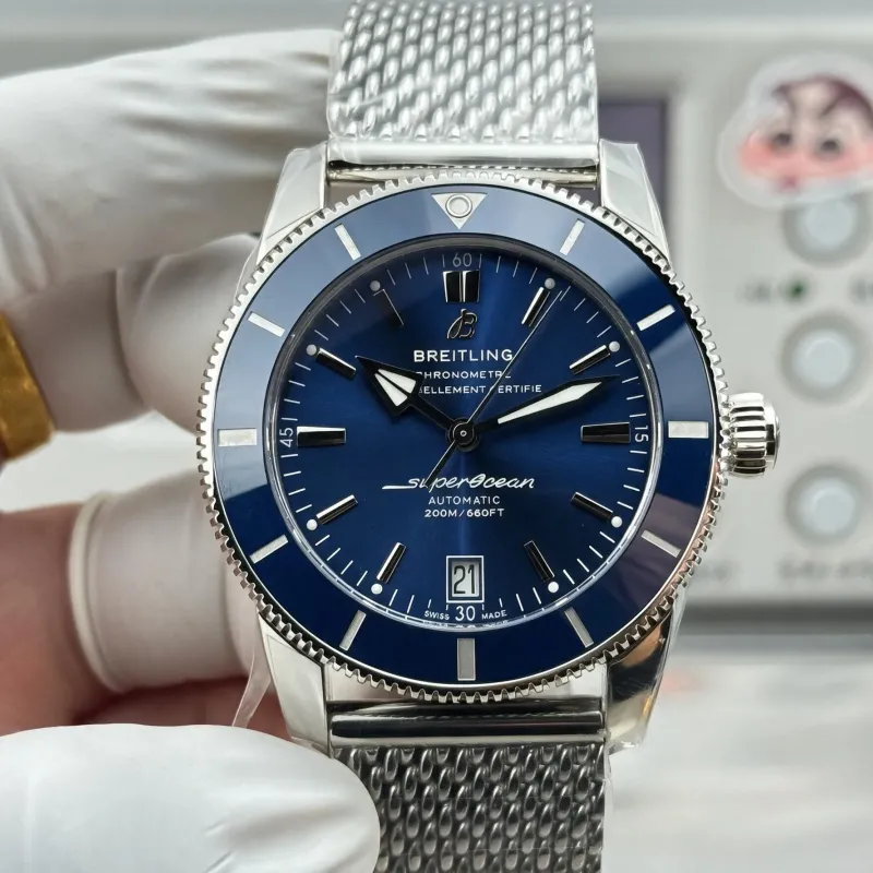 Breitling ocean Heritage Style AB2010161C1A1 Replica - Blue Dial Milanese Mesh