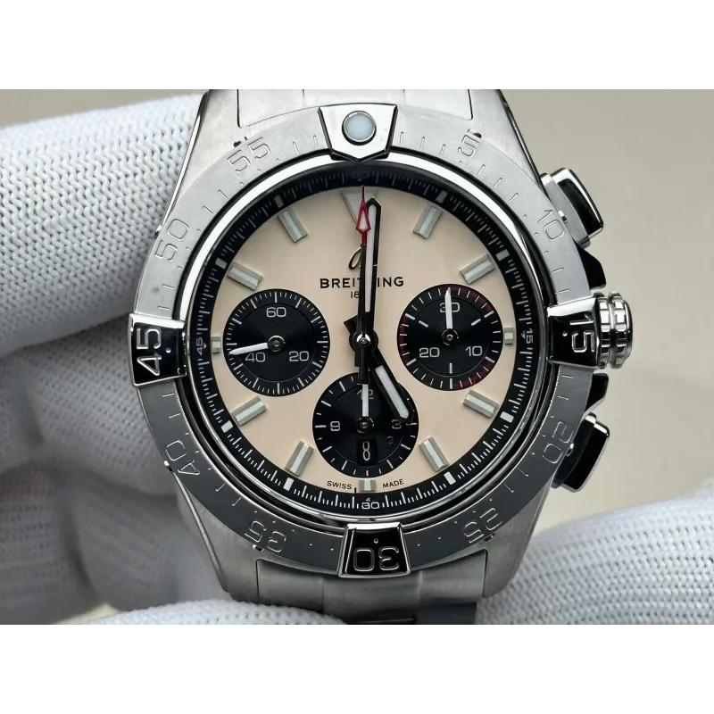 Breitling Chronomat B01 44 AB0147101A1A1 Replica - Beige Dial Stainless Steel