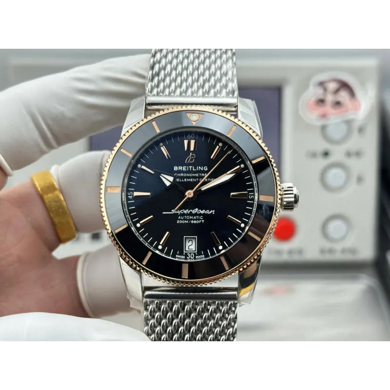 Breitling ocean Heritage UB2010121B1A1 Replica - Black Dial Milanese Mesh