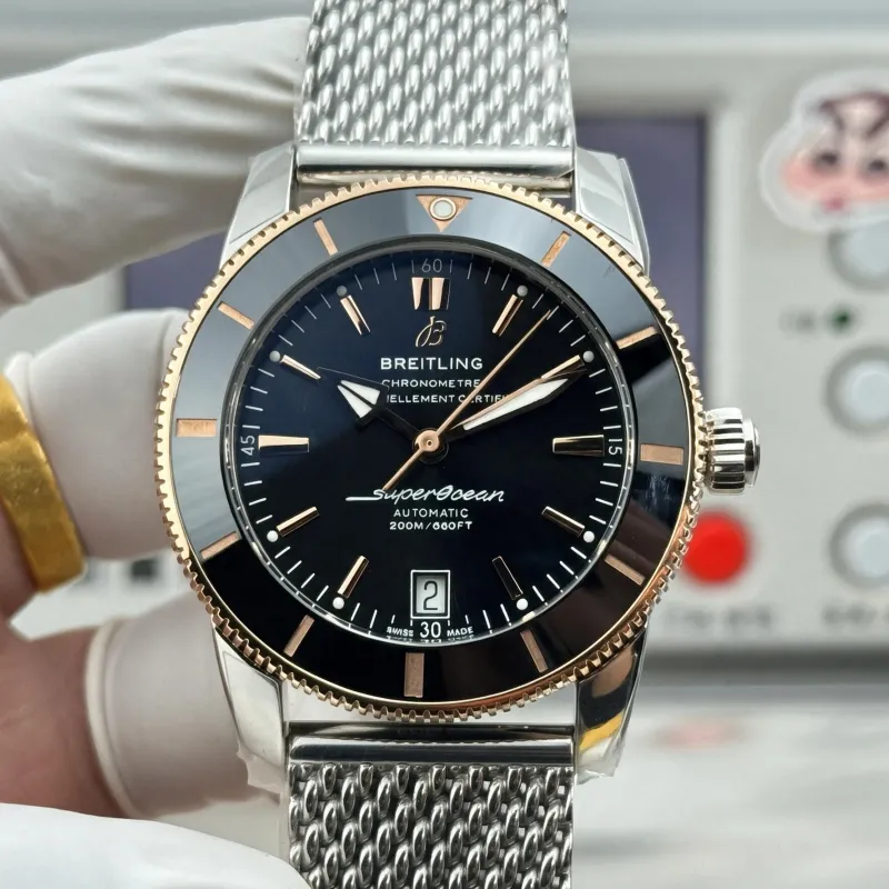 Breitling ocean Heritage UB2010121B1A1 Replica - Black Dial Milanese Mesh