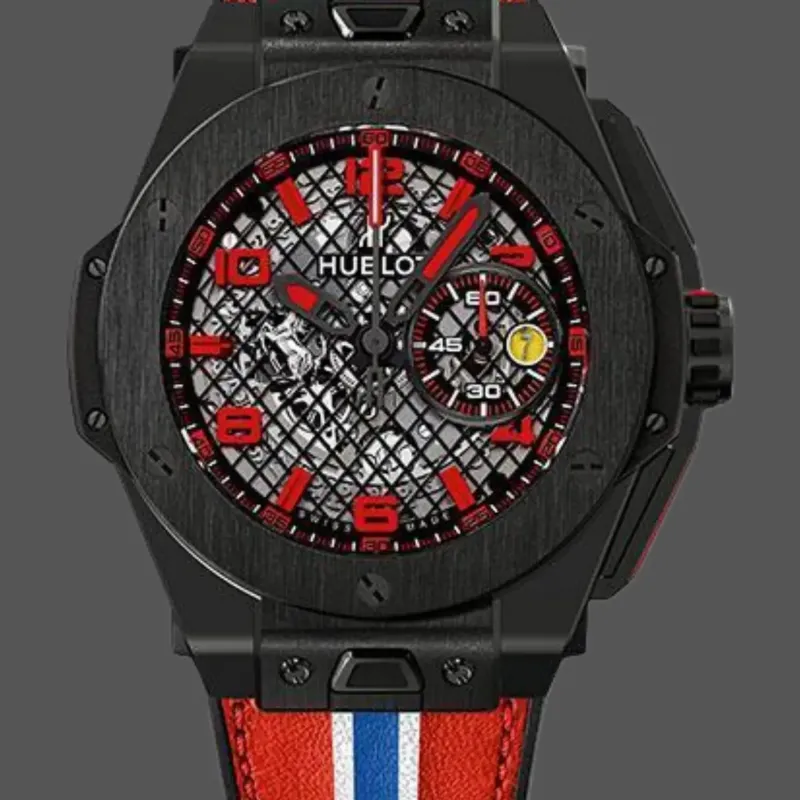 Hublot Big Bang Ferrari 401.CX.1123.VR Replica - Leather Strap Carbon Fiber