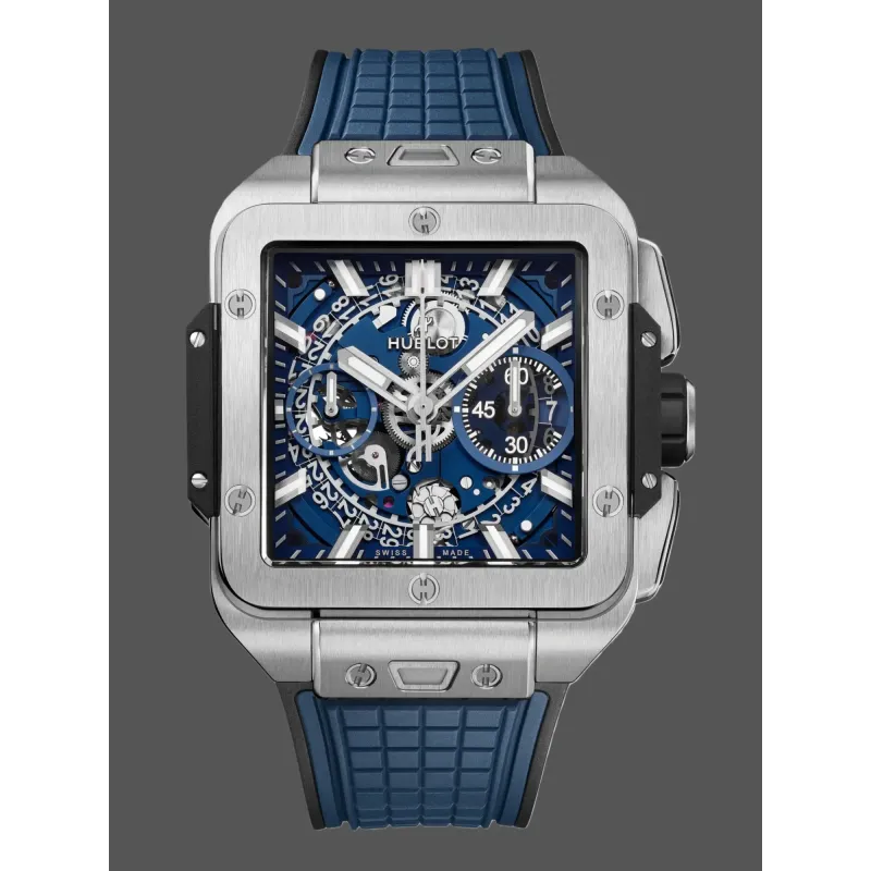 Hublot Square Bang Unico Titanium Blue 821.NX.5170.RX Replica - Rubber Strap