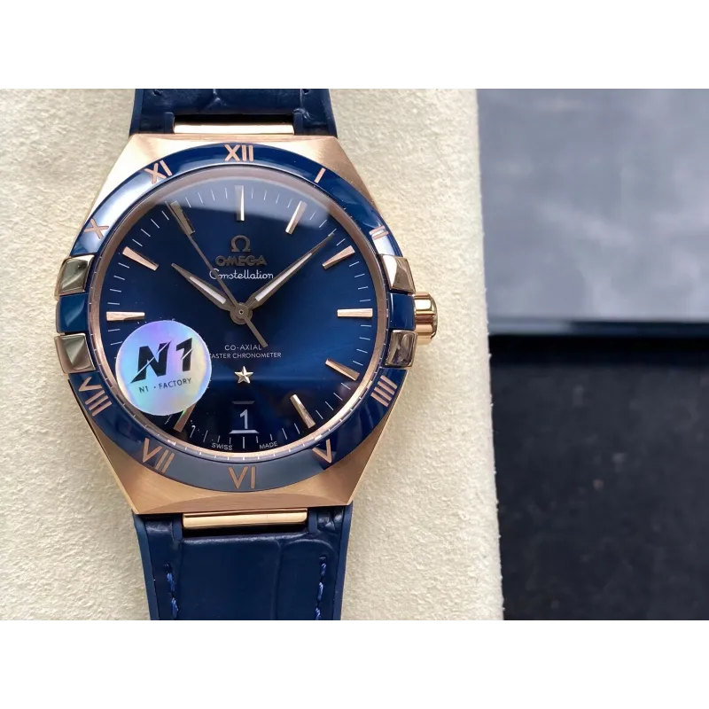 Omega Constellation 131.63.41.21.03.001 Replica - Blue Dial Rose Gold