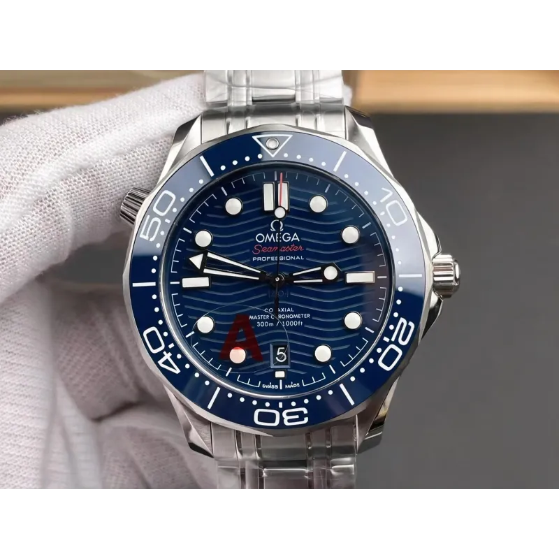 Omega Seamaster 210.30.42.20.03.001 Replica - Blue Dial Fluted Bezel