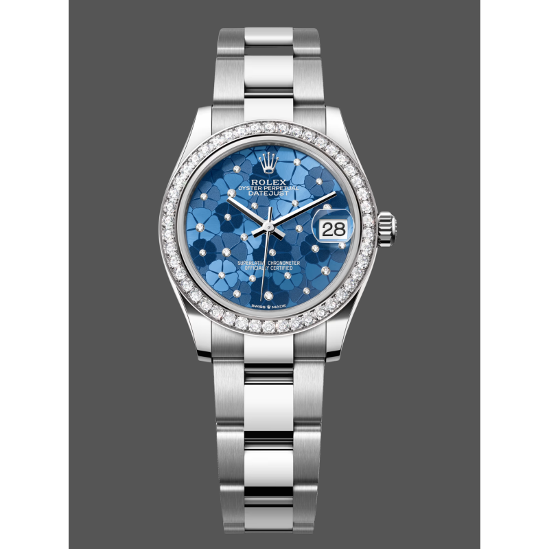 Rolex Datejust Women's 278384RBR Replica - Blue Dial Diamond Bezel