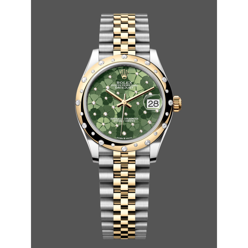 Rolex Datejust Women's 278343RBR Replica - Olive Green Dial Diamond Bezel