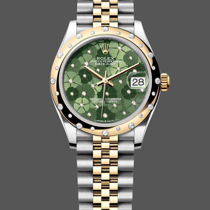 Rolex Datejust Women's 278343RBR Replica - Olive Green Dial Diamond Bezel