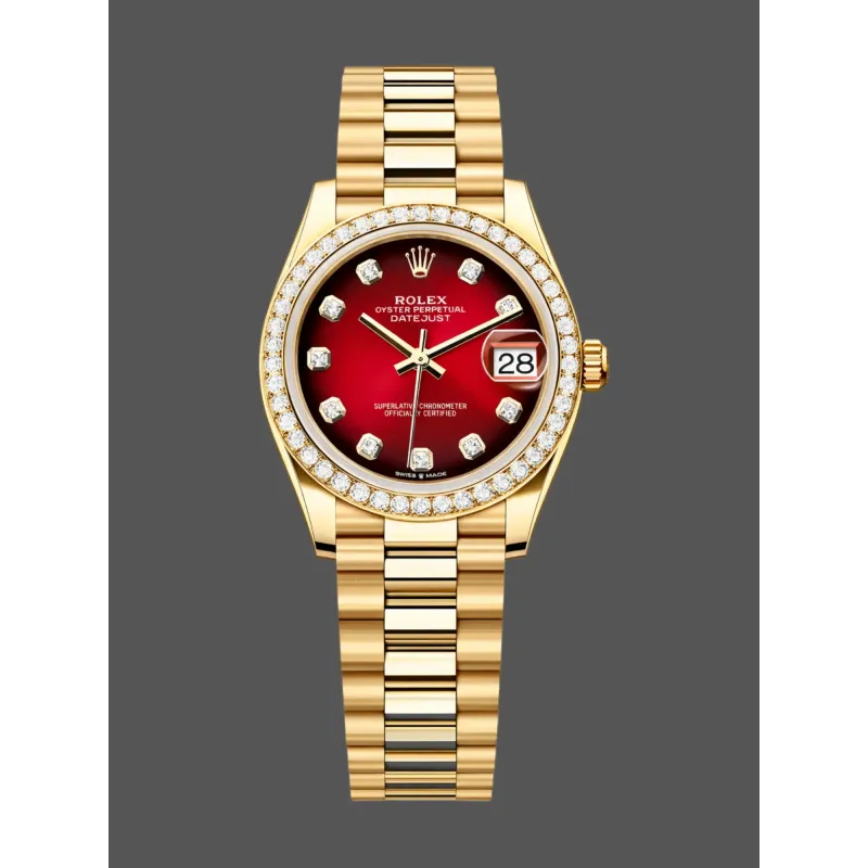 Rolex Datejust 31 Unisex 278288RBR Replica - Red Dial Diamond Bezel