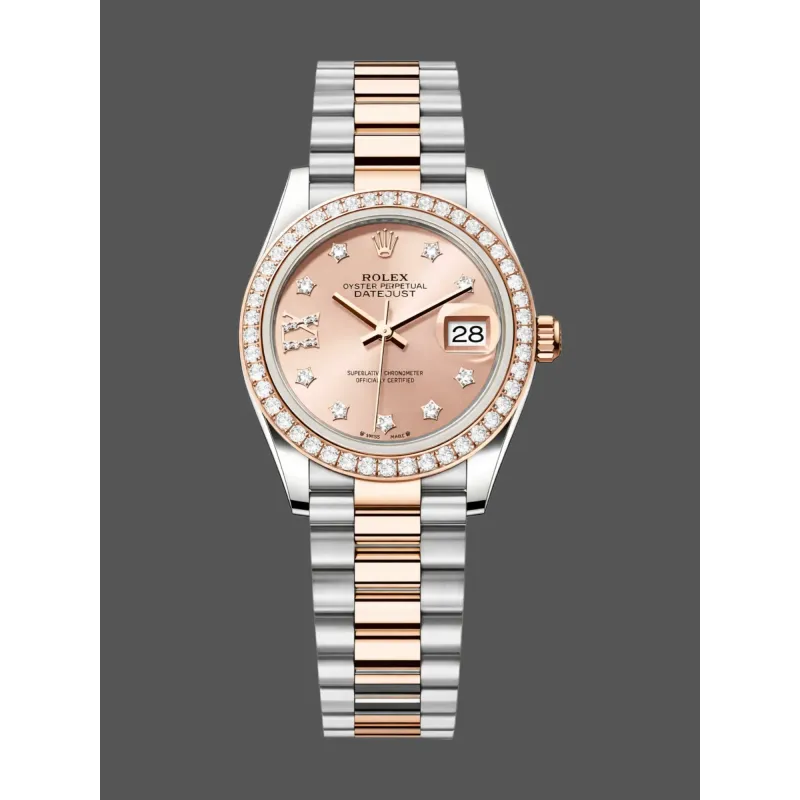 Rolex Lady-Datejust 28 Unisex 279381RBR Replica - Pink Dial Diamond Bezel