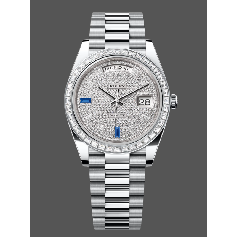 Rolex Day-Date 228396TBR Replica - Diamond Pavé Dial Stainless Steel