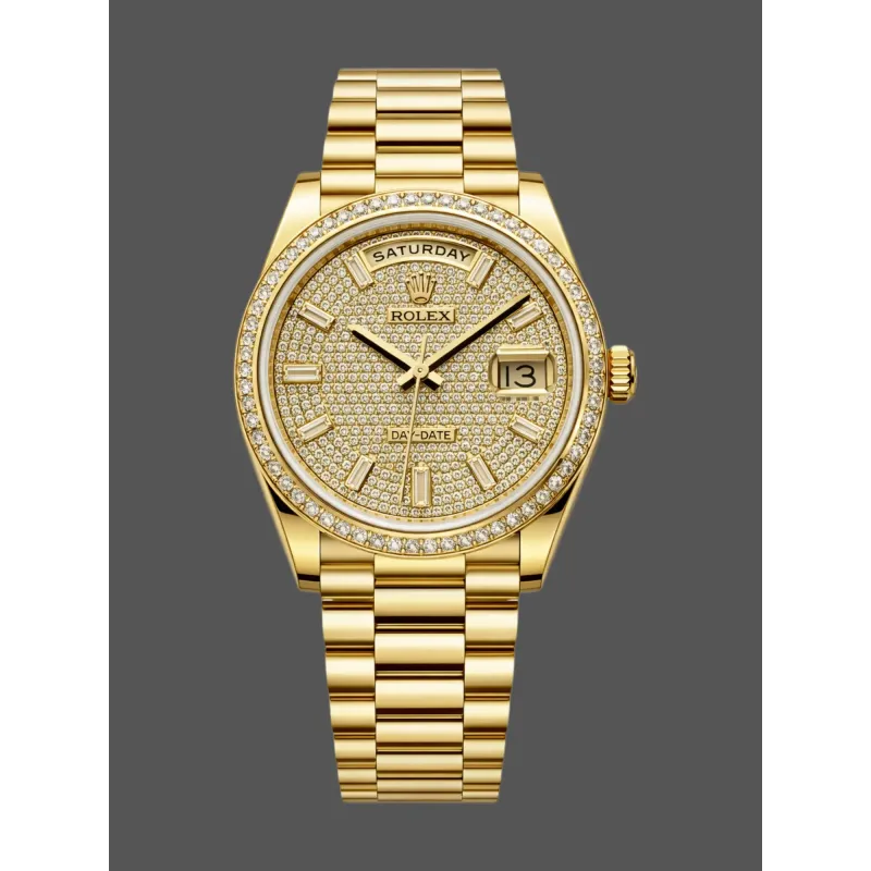 Rolex Day-Date 40 228398TBR Replica - Gold Dial Diamond Bezel