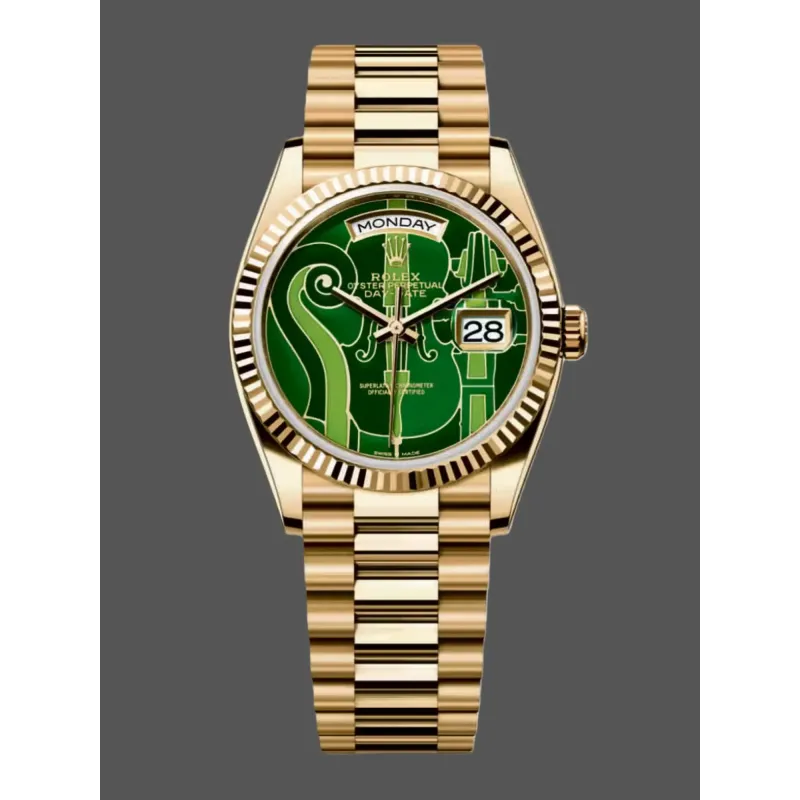 Rolex Day-Date 36 Vienna Philharmonic Unisex 128238-VIO Replica - Green Dial