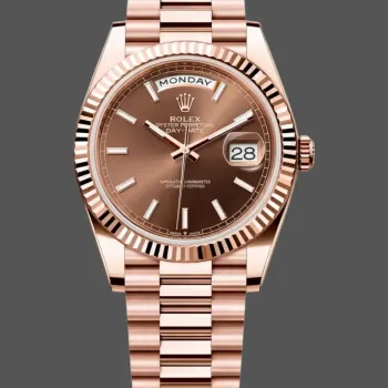 Rolex Day-Date 40 228235 Replica - Chocolate Brown Dial Fluted Bezel