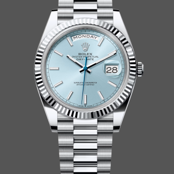 Rolex Day-Date 228236 Replica - Ice Blue Dial Fluted Bezel
