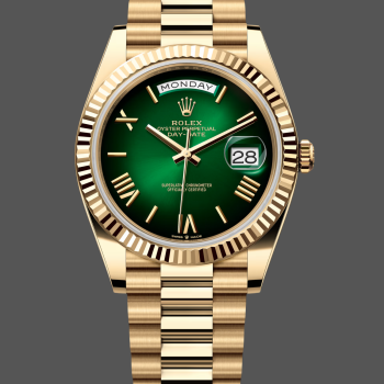Rolex Day-Date 40 228238 Replica - Green Dial Fluted Bezel