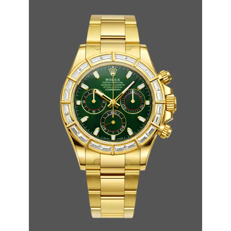 Rolex Daytona 116568BR Replica - Green Dial Diamond Bezel
