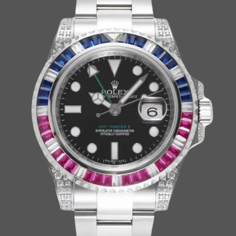 Rolex GMT-Master II Pepsi 126710BLRO Replica - Black Dial Diamond Bezel