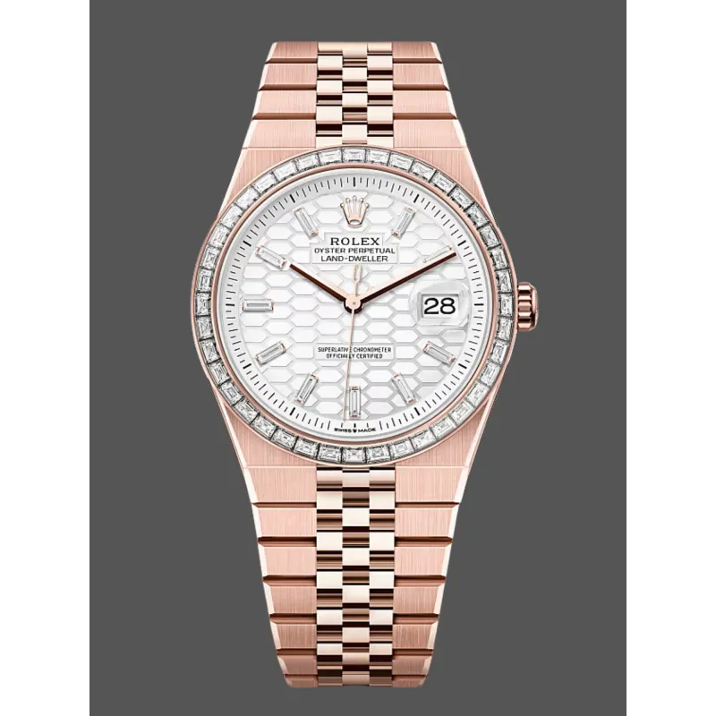 Rolex Land Dweller 127385TBR Replica - Ice White Dial Diamond Bezel