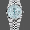 Rolex Land Dweller Unisex 127236 Replica - Ice Blue Dial Fluted Bezel