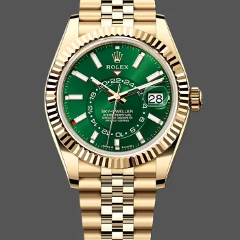 Rolex Sky-Dweller 336938 Replica - Green Dial Fluted Bezel