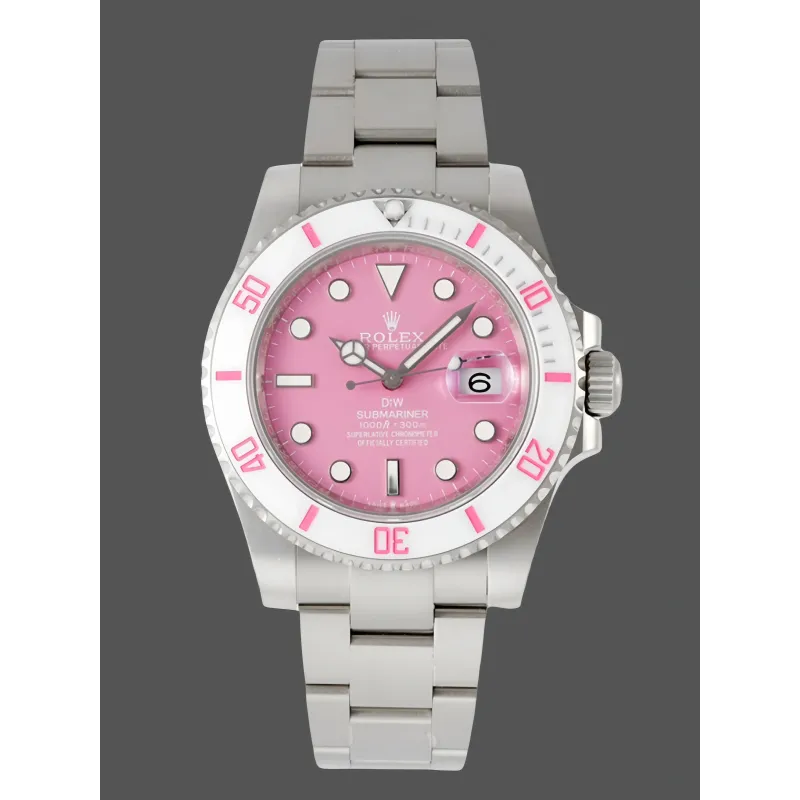 Rolex Submariner Hulk 116610 Replica - Pink Dial Fluted Bezel