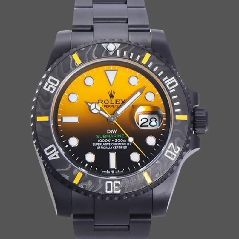 Rolex Submariner Hulk 116610 Replica - Yellow Dial Fluted Bezel