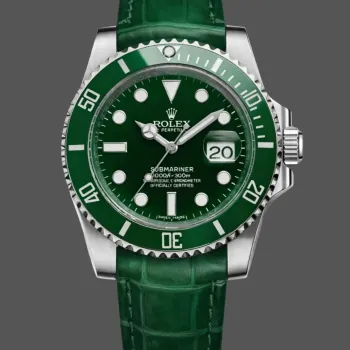 Rolex Submariner Date Hulk 116610LV Replica - Green Dial Leather Strap