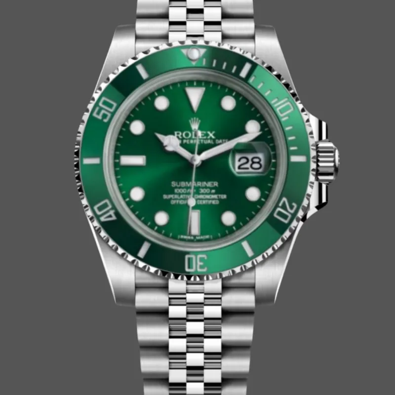 Rolex Submariner Hulk 116610LV Replica - Green Dial Fluted Bezel