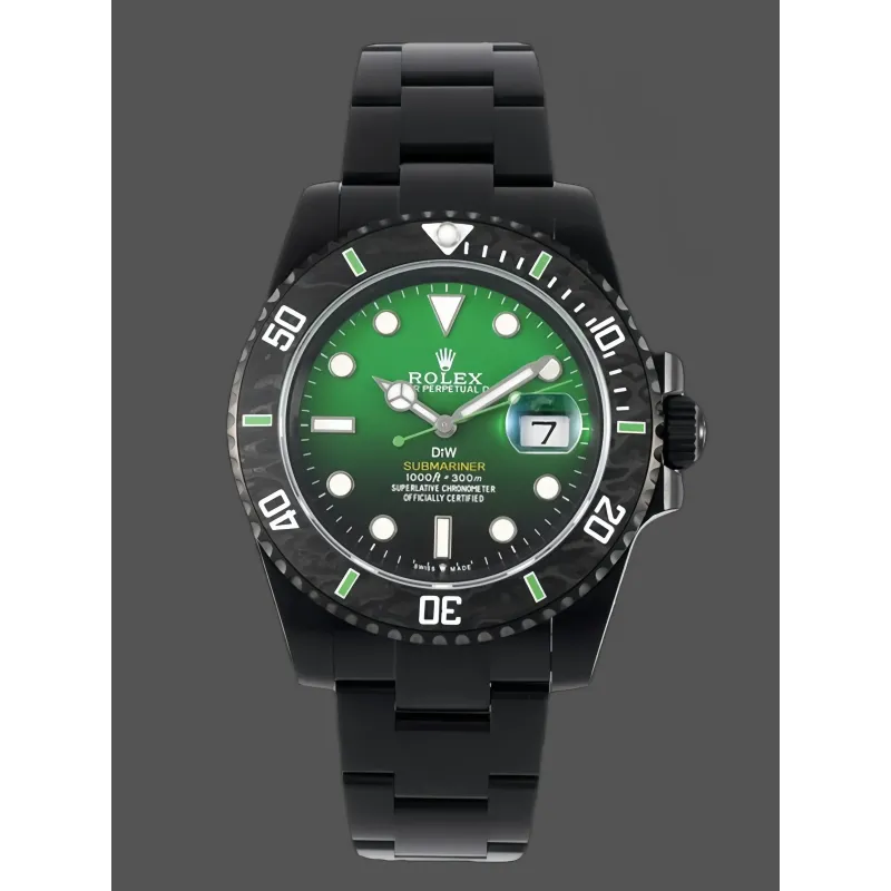 Rolex Submariner Hulk 116610LV Replica - Black Dial Fluted Bezel