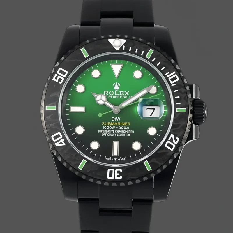 Rolex Submariner Hulk 116610LV Replica - Black Dial Fluted Bezel