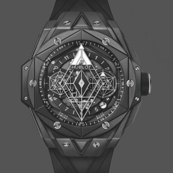 Super Clone Men's Hublot Big Bang Sang Bleu II Black Magic 418.CX.1107.RX.MXM22 Transparent