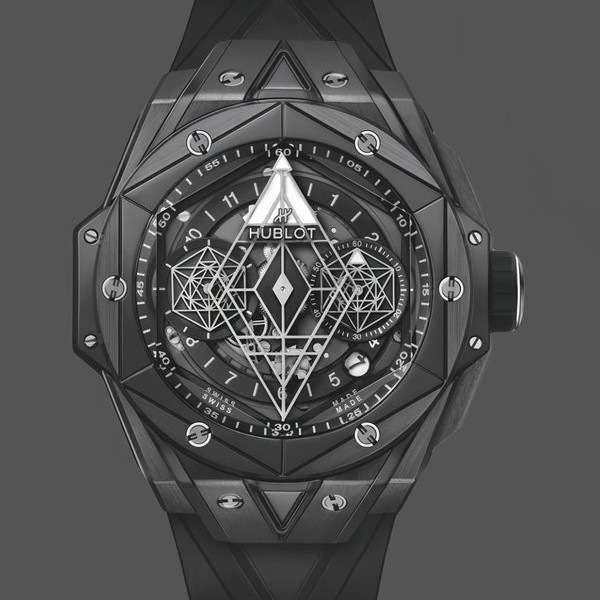 Mens Hublot Big Bang Sang Bleu II Black Magic 418.CX.1107.RX.MXM22 Transparent Replica Watch Image