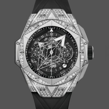 Super Clone Men's Hublot Big Bang Sang Bleu II Titanium Pavé 418.NX.1107.RX.1604.MXM20 Black Dial