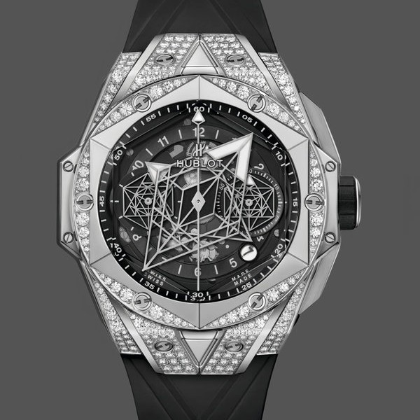 Mens Hublot Big Bang Sang Bleu II Titanium Pavé 418.NX.1107.RX.1604.MXM20 Black Dial Replica Watch Image
